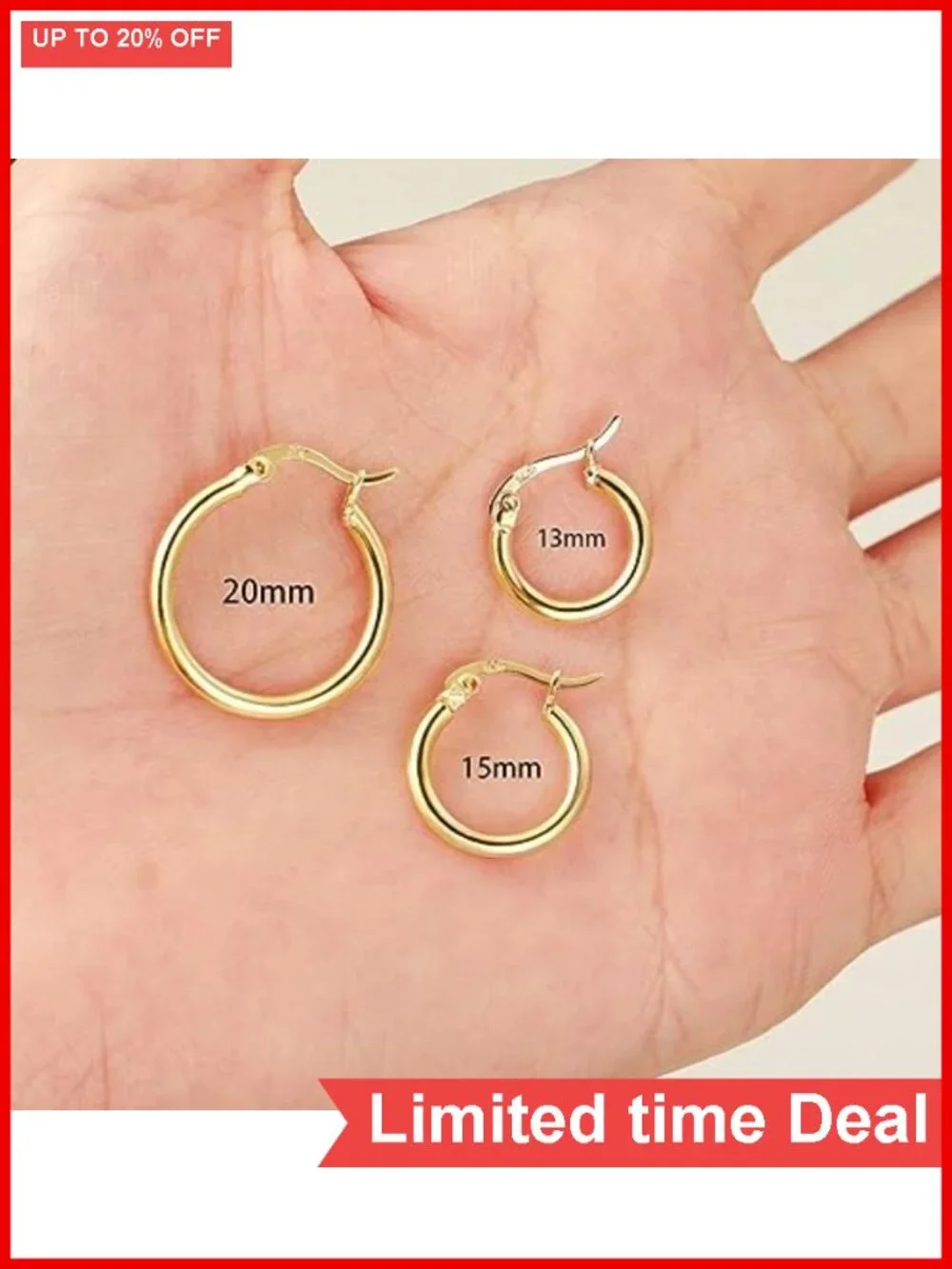 3 Pairs Small Gold Hoop Earrings Set 925 Sterling Silver 14K Gold Plated